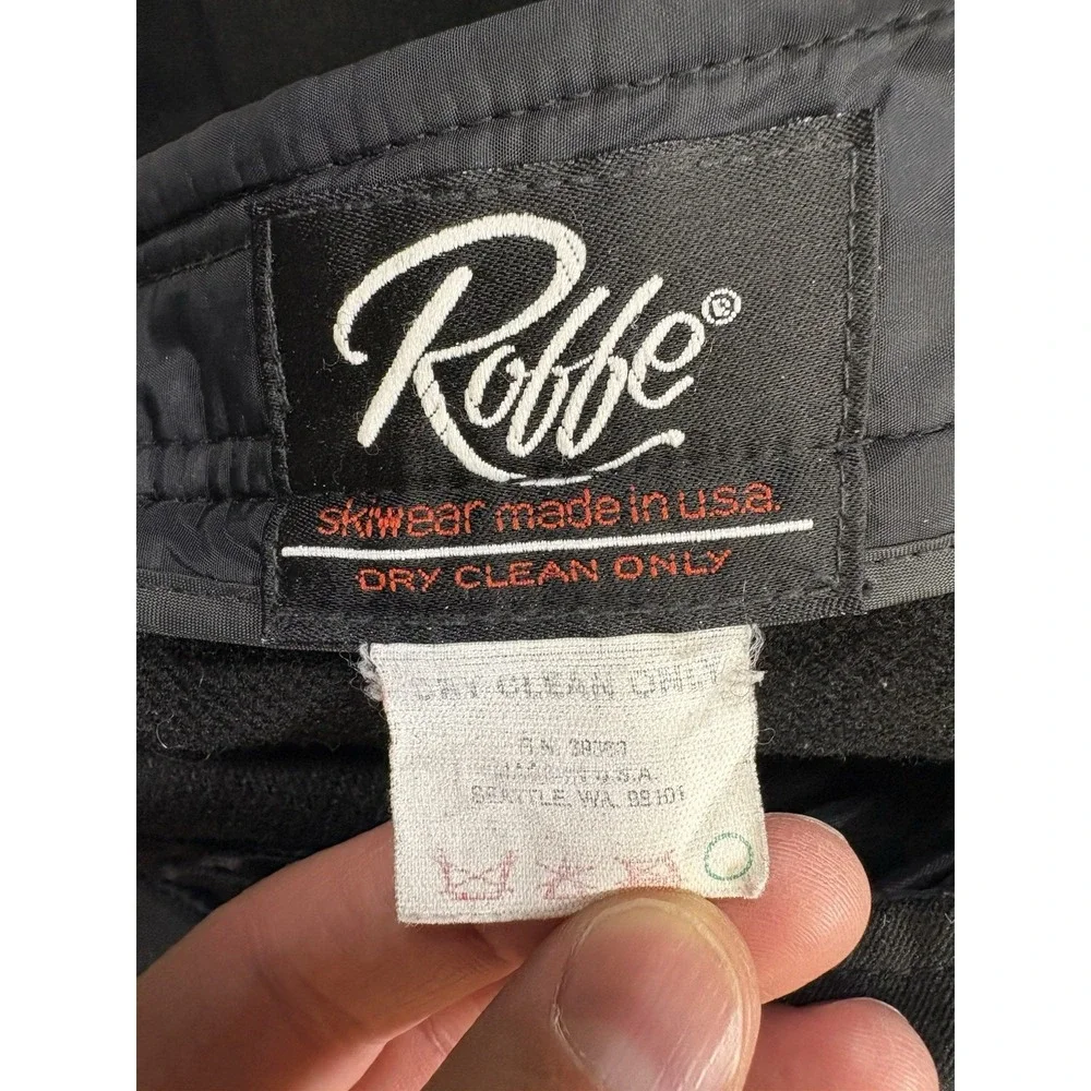 Vintage Roffe Ski Pants Men's 34 x 29 Black Stretch Jet Pants Made in USA Retro